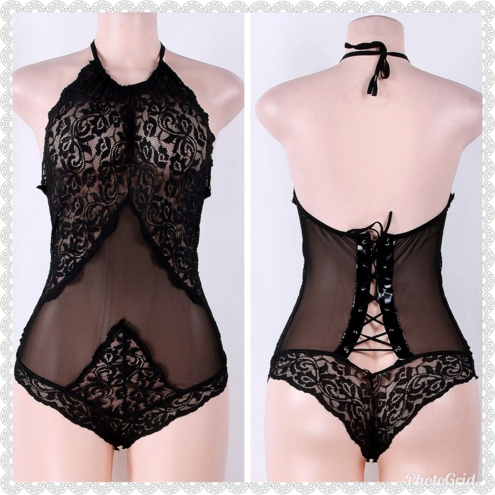 ***LAST 1***BLACK lace bandage teddy - Picture 2 of 7